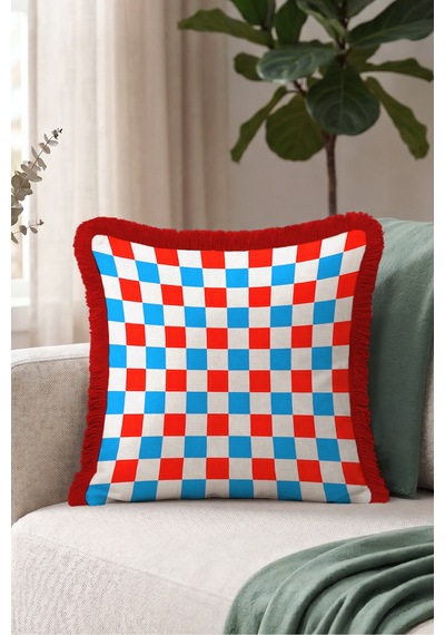 Retro Ekose Geometrik Kare Desenli Saçaklı Yastık Kılıfı - Mozaik Mavi Bordo Püsküllü Kırlent Kılıfı Derin Rota Lime Retro Ekose Geometrik Kare Desenli Saçaklı Yastık Kılıfı - Mozaik Mavi Bordo Püsküllü Kırlent Kılıfı Derin Rota Lime