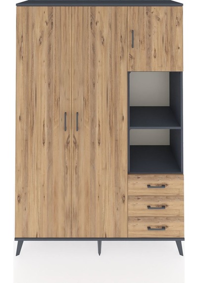 Hyperion Dolap 5 Raflı 3 Çekmeceli Tek Askılı 132x44x195 Antrasit-çam/çam Atlas Çam/atlas Çam Hyperion Dolap 5 Raflı 3 Çekmeceli Tek Askılı 132x44x195 Antrasit-çam/çam Atlas Çam/atlas Çam