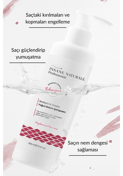 Insane Naturale Yıpranmış Saçlar İçin Onarıcı Yoğun Bakım Şampuanı 500 ML