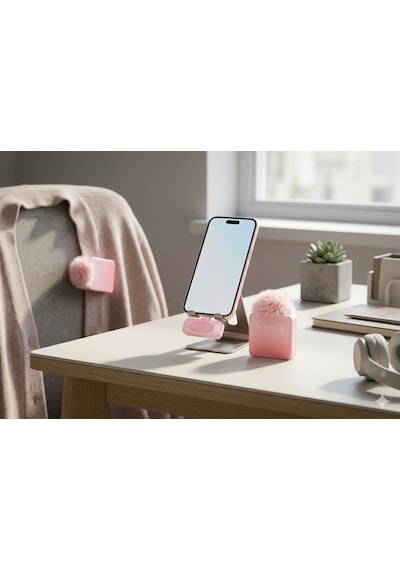 Puffmic Pembe Tüylü Kablosuz 2'li Yaka Mikrofonu Type-c Lighting Uyumlu Canlı Yayın Mikrofonu
