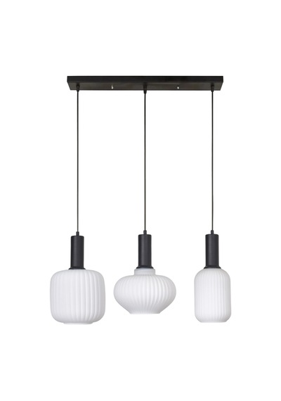 Maksim Modern Tasarım Cafe - Mutfak - Salon - Oturma Odası Renk Camlı 3 Lü Avize Siyah Beyaz 2 Siyah Beyaz 2