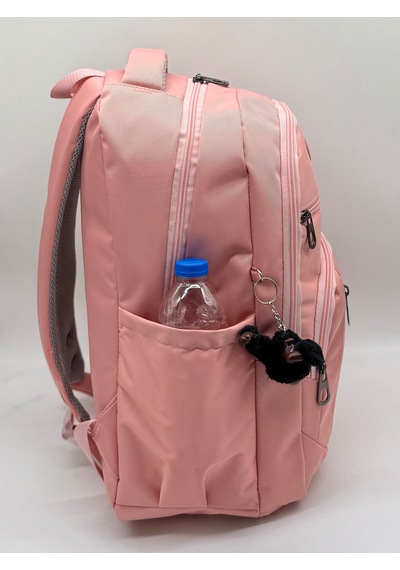 Çok Bölmeli Lüks Unisex Saten Suya Dayanıklı Kumaş Ortaokul Lise Okul Ve Sırt Çantası / 1700 Pudra Pembe