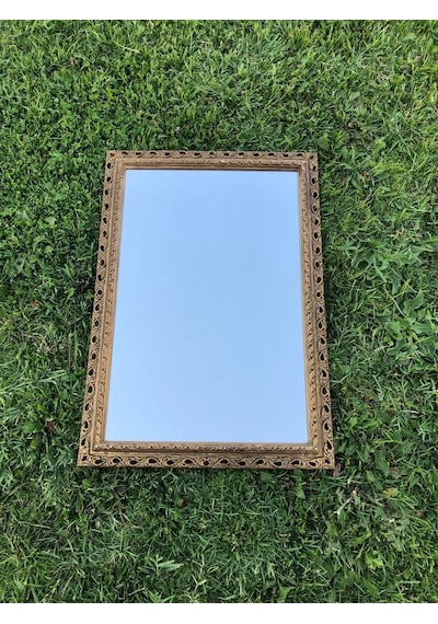 Vintage Plastik Çerçeveli Oyma Desenli Ayna 48x68cm - Dekoratif A Kahverengi