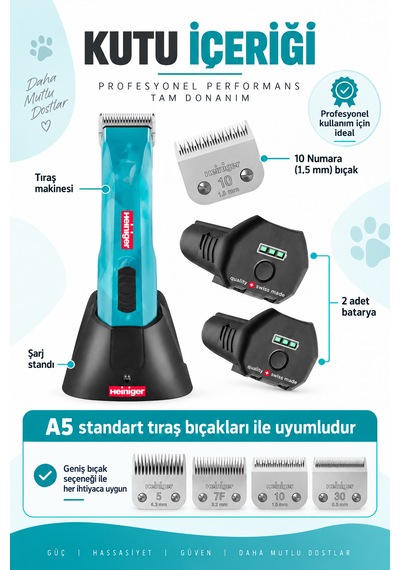 Heiniger Opal Kablosuz Kedi/köpek Tıraş Makinesi Yedek Bataryalı