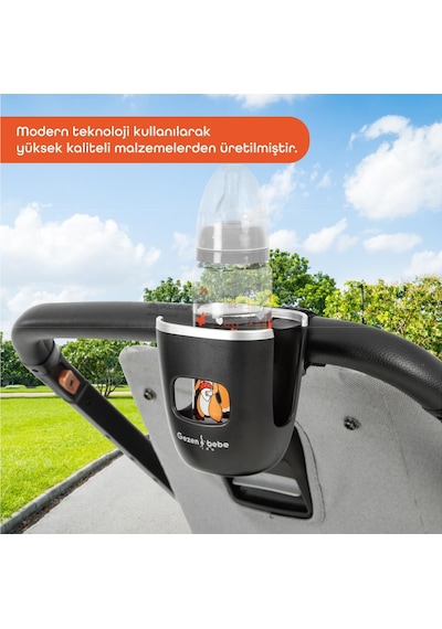 Gezenbebe Bebek Arabası Bardak Tutucu Siyah