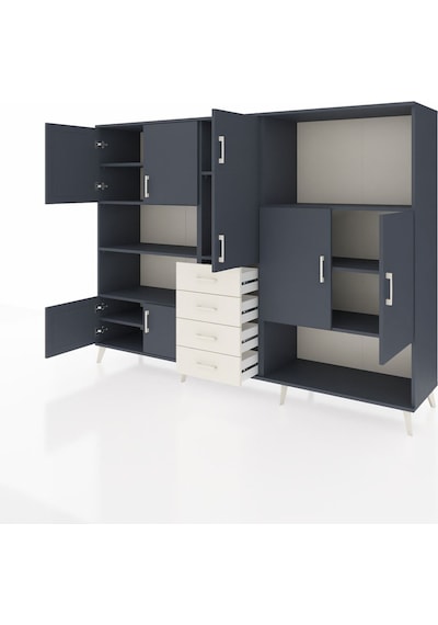 Hyperion Dolap 10 Raflı 4 Çekmeceli 8 Kapaklı 220x44x163 Antrasit Antrasit-antrasit/aytaşı Hyperion Dolap 10 Raflı 4 Çekmeceli 8 Kapaklı 220x44x163 Antrasit Antrasit-antrasit/aytaşı