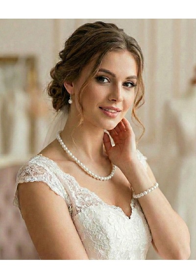 Zarif Şık Inci Kolye Bileklik Küpe Set Nikah, Düğün, Kına, Nişan Ve Özel Davetler Için Inci Set Beyaz