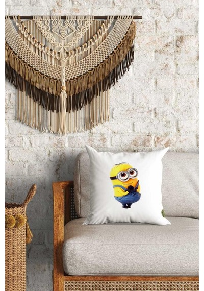 Minyonlar Desenli Çift Yön Dijital Baskılı Dekoratif Kırlent Kılıfı Yastık Kılıfı 39x39cm Karışık/Çok Renkli