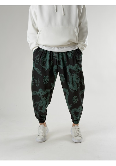 Cocopelli Ejder Desenli Pileli Erkek Jogger Pantolon Coc2665 Desenli