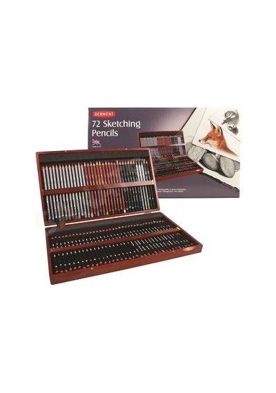 Derwent Sketching Pencils Çizim Kalemi Ahşap Kutu 72'li Set
