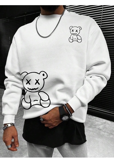 Startmore Adrift Manfinity Hypemode Bear Print Drop Shoulder Sweatshirt Beyaz Beyaz Startmore Adrift Manfinity Hypemode Bear Print Drop Shoulder Sweatshirt Beyaz Beyaz