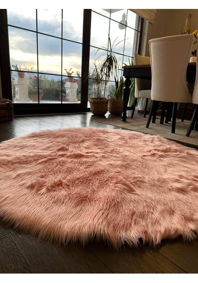 A Post Somon Yumuşak Dokulu Peluş Halı Yuvarlak