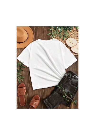 Magors Cool Gırl Baskılı Bisiklet Yaka %100 Pamuklu Çocuk Tshırt Beyaz