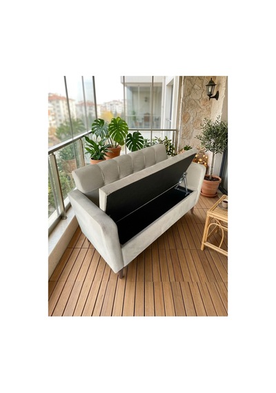 Sandıklı Kollu Mini Koltuk 130 Cm Bej Bej