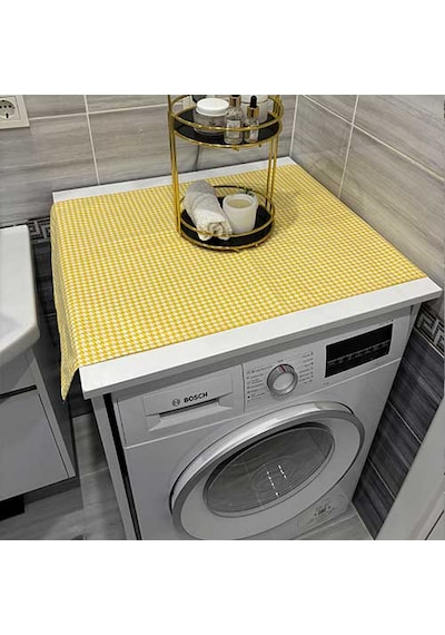 Laundry Duck Keten Su Geçirmez Ve Kirlenmez Çamaşır Makinesi - Buzdolabı - Bulaşık Makinesi Örtüsü Açık Sarı