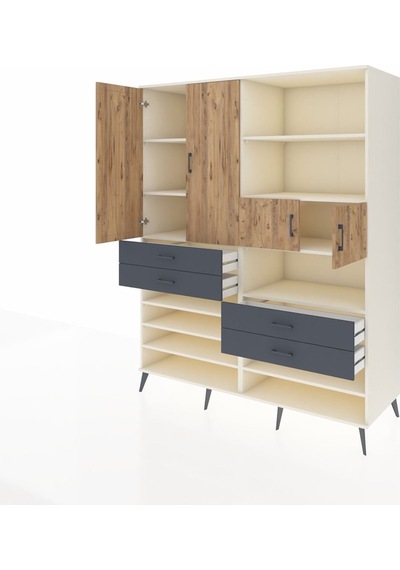 Kronos Gardrop 11 Raflı 4 Çekmeceli 4 Kapaklı 176x59x221 Aytaşı-çam/antrasit Çam/antrasit Kronos Gardrop 11 Raflı 4 Çekmeceli 4 Kapaklı 176x59x221 Aytaşı-çam/antrasit Çam/antrasit