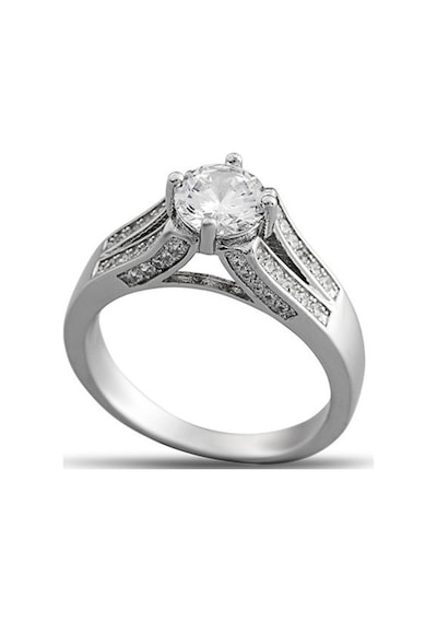Zirkon Taşlı Modern Tasarım 925 Ayar Gümüş Kadın Tektaş Yüzük (475776741)