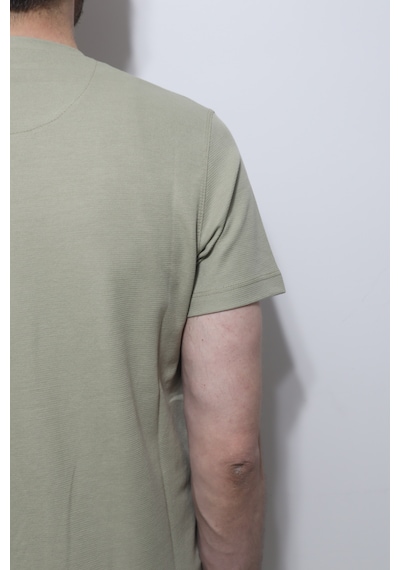 Santa Dmctekstil Erkek Tshirt-1111-1435 Düz Spor Kesim Rahat Kalıp Bisiklet Yaka T-shirt Yeşil