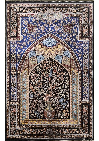 Makina İpek Seccade Mihrab Ve Vazo Desenli 80 120 Cm Çok Renkli