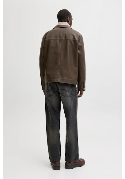 Jack & Jones Erkek Jjecasablanca Deri Ceket 12278839 Kahverengi Kahverengi