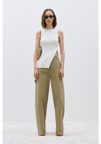 Suud Collection Ekru Nola Çapraz Düğmeli Triko Bluz