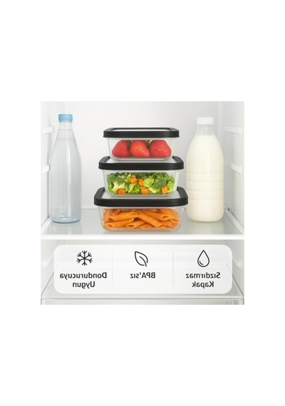 3'lü Sızdırmaz Saklama Kabı Seti 300ml, 600ml, 1200ml - Şeffaf, Bpa İçermez 0