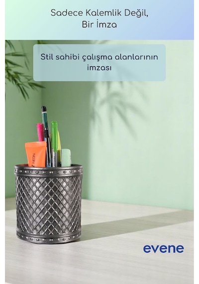 Kalemlik Masa Kalemliği Organizer Kalemlik Gümüş Eskitme Renk Model 90 Çok Renkli