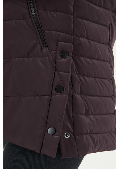 Lela Kapitoneli Slim Fit Çıkarılabilir Kapüşonlu Mont Kadın Mont 497mara Mürdüm