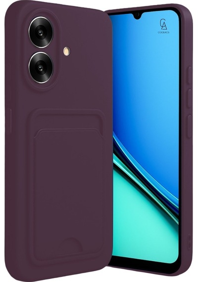 Realme Note 60 Uyumlu Arka Kamera Korumalı Kart Koyulabilen Silikon Kartlıklı Kılıf Kapak Derin Mor