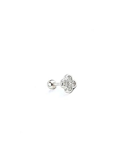 Zirkon Taş Detaylı Yonca Figürlü 925ayar Gümüş Tragus Helix Kikirdak Piercing Gümüş