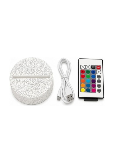 Usb Rgb Crackle Işıklı Taban 3d Gece Lambası, Çatlak Desenli, Dokunmatik Ve Uzaktan Kumandalı Çok Renkli