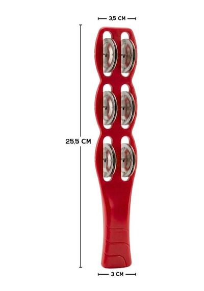 Temel Plastik Çubuk Tef 6 Zilli Kırmızı 26 Cm