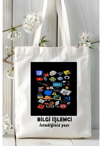 Art Hediye Bilgi İşlemci Baskılı Bez Omuz Çantası Kişiye Özel Model 1 Çok Renkli