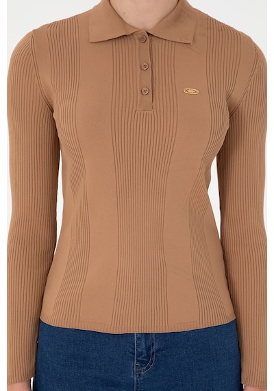 U.S. Polo Assn. Kadın Camel Polo Yaka Kazak 50297087-VR015