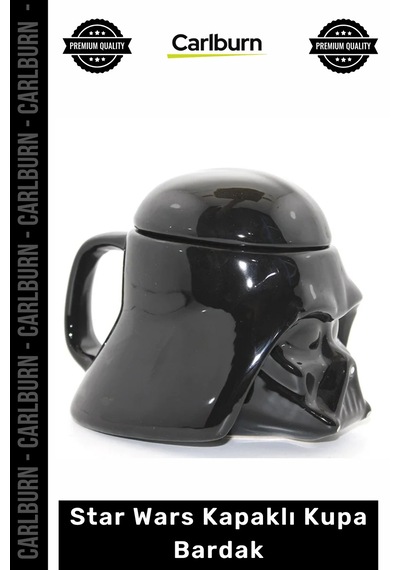 Özel Üretim Darth Vader Seramik 3d Kask Formu Parlak Siyah Hediye Star Wars Kapaklı Kupa Bardak Çok Renkli