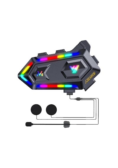 V20 Max Telsiz Özellikli 5.3 Bt Motosiklet Kask Kulaklık Intercom Rgb Işıklı 1 Adet