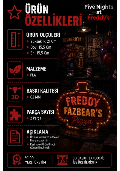 Freddy Fazbear Five Nights At Freddy's Figür 21 Cm Koleksiyon Figürü
