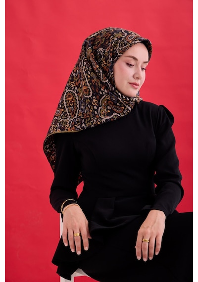 Silk Home Twill İpek Eşarp 11478-06 Siyah, Kına Yeşili, Somon, Taba, Gri, Taş