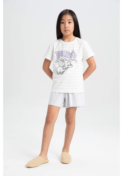 Defacto Kız Çocuk Disney Dumbo Pijama Takımı Kısa Kollu Üst Şort C1966A824SMER233 Ekru Defacto Kız Çocuk Disney Dumbo Pijama Takımı Kısa Kollu Üst Şort C1966A824SMER233 Ekru