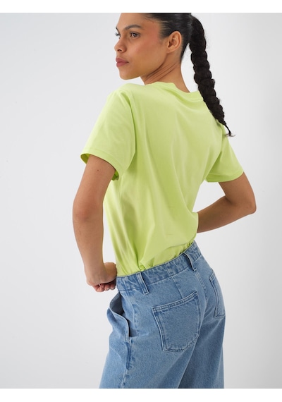 Xint Yeşil Pamuk Dokulu Regular Fit Tişört 602333