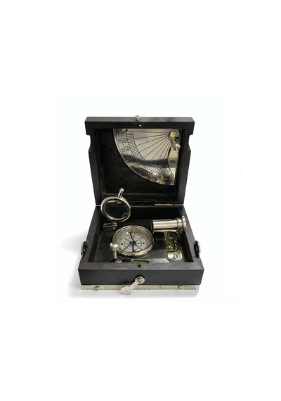 Vintage Ahşap Kutulu Pusula & Güneş Saati Seti Dekoratif Denizci Konseptli Navigasyon Aleti