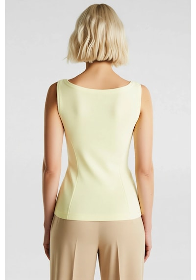 Benerly Kadın Bluz Sıfır Kol Bisiklet Yaka Peplum Kesim Örme Kumaş İnterl Sarı