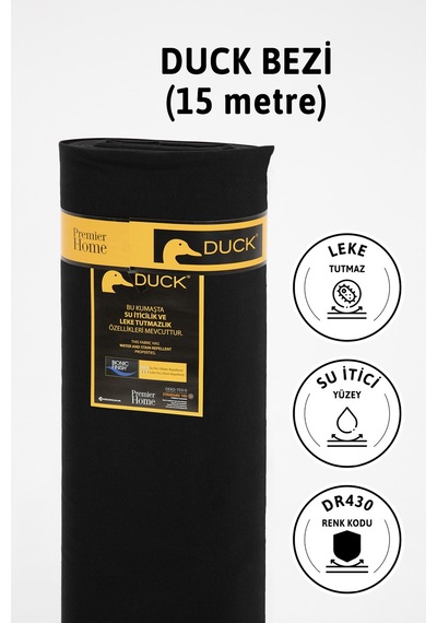 Premier Metrelik Duck Keten Kumaş Su İtici Bez 15 Metre Dr430 - S Siyah
