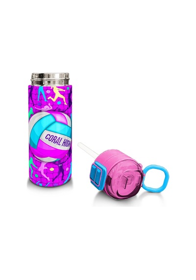 Coral High Kids Pembe Mor Voleybol Desenli Pipetli Ve Direkt İçim Çelik Termos 500 Ml 31795 Pembe - Turkuaz