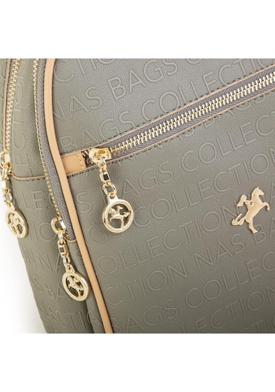 Nas Bag Kadın Sırt Çantası Yeşil Camel Gofraj Çok Renkli