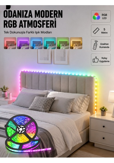 Dekoratif Kumandalı Şerit Led 5 Metre - Lisinya 57180963