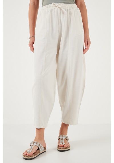 Lela Pamuklu Relaxed Fit Normal Bel Daralan Paça Bayan Pantolon 668Yp5198 Taş