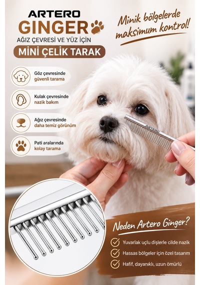 Artero Ginger Ağız Çevresi Ve Yüz İçin Mini Köpek Tarağı