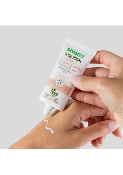 Siveno %100 Doğal Yüz Güneş Kremi Renkli Ton Eşitleyici Leke Karşıtı Uva Uvb Spf 50+ 30 ML