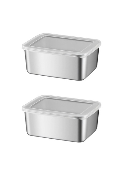 2 Adet 304 Çelik 550 Ml Yemek Meyve Et Buzdolabı Beslenme Saklama Kabı Mt107-2 Gri